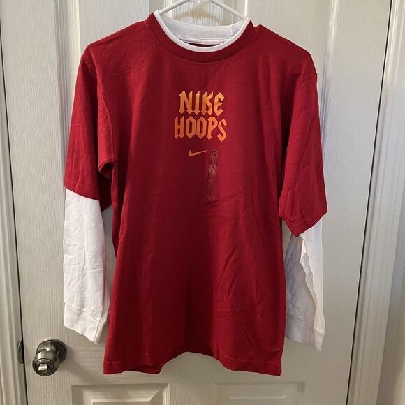 Nike Hoops En Fuego Basketball Layered Look Long Sleeve Top Boys XL 18-20 NWT - Picture 2 of 13
